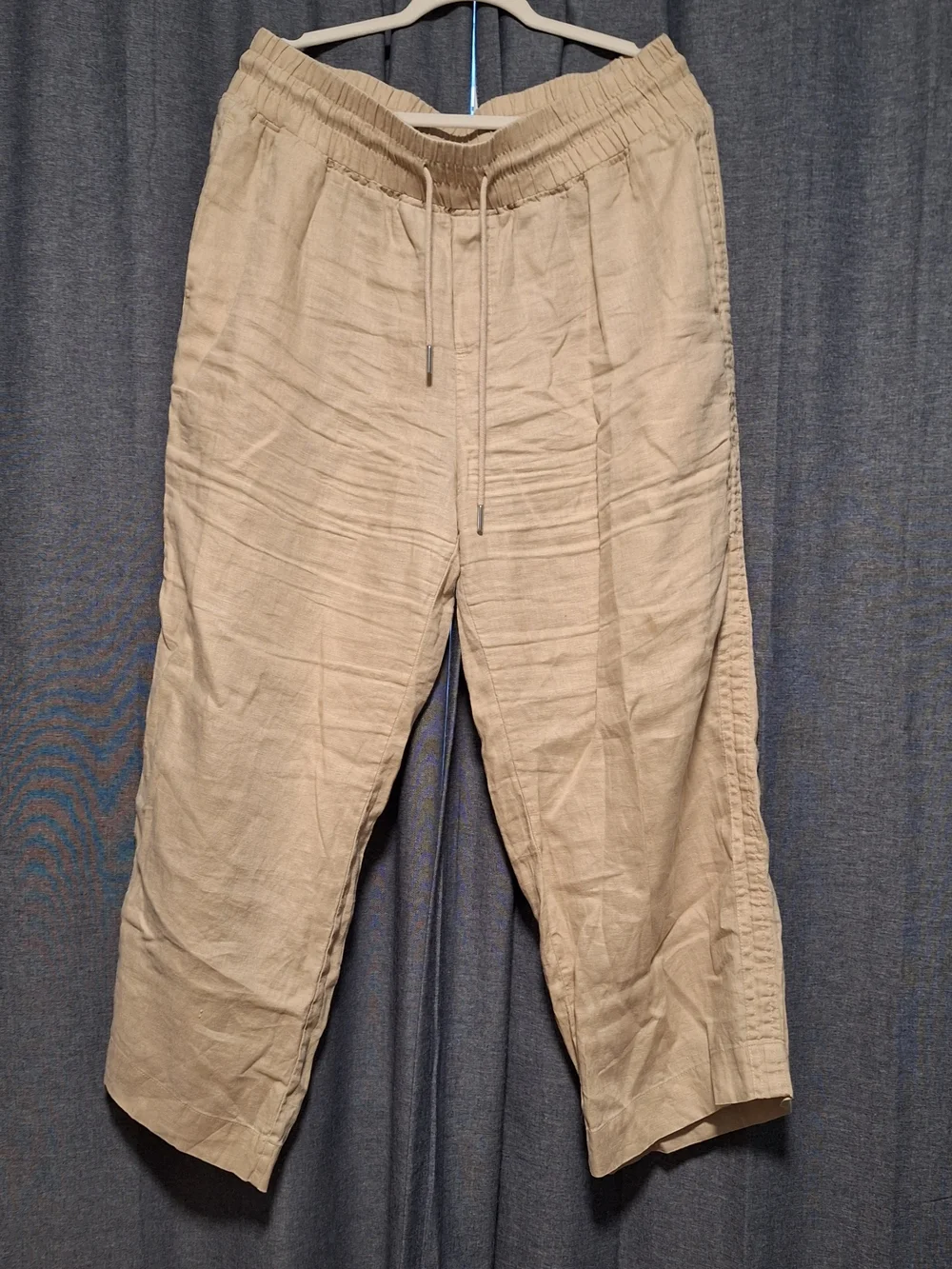 Quince Relaxed Drawstring 100% Linen Pants - Beige Size XL